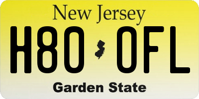 NJ license plate H80OFL