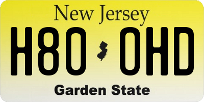 NJ license plate H80OHD