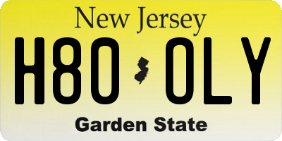 NJ license plate H80OLY