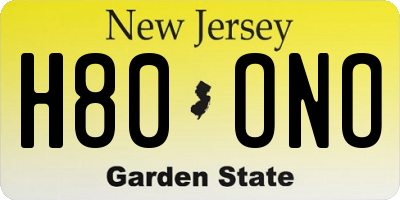 NJ license plate H80ONO