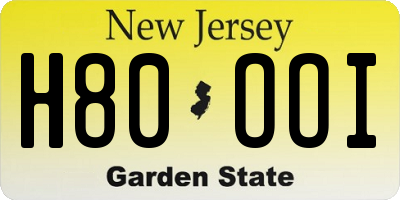 NJ license plate H80OOI