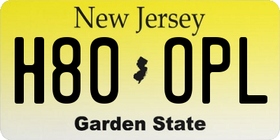 NJ license plate H80OPL
