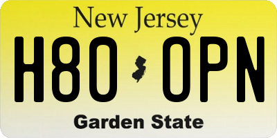 NJ license plate H80OPN