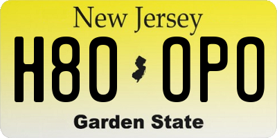 NJ license plate H80OPO
