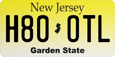 NJ license plate H80OTL
