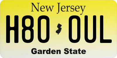 NJ license plate H80OUL