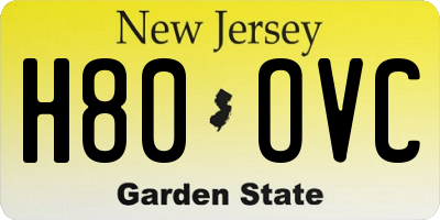 NJ license plate H80OVC