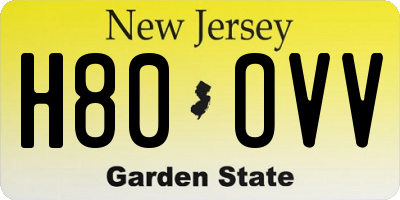 NJ license plate H80OVV