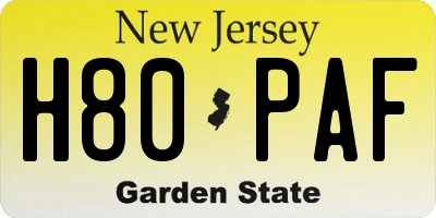 NJ license plate H80PAF