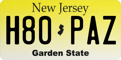 NJ license plate H80PAZ