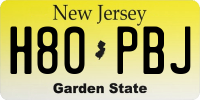 NJ license plate H80PBJ