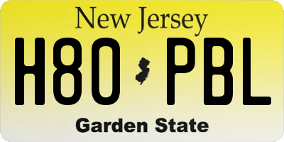 NJ license plate H80PBL