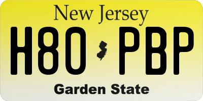 NJ license plate H80PBP