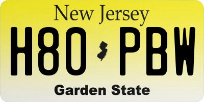NJ license plate H80PBW