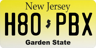 NJ license plate H80PBX