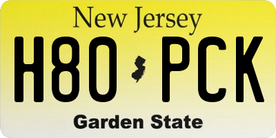NJ license plate H80PCK