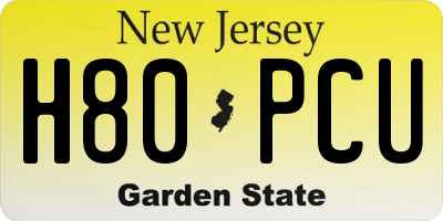 NJ license plate H80PCU