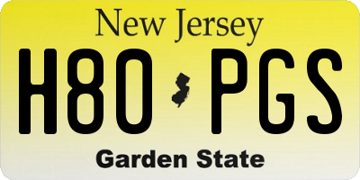 NJ license plate H80PGS