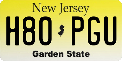 NJ license plate H80PGU