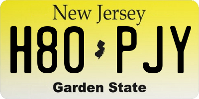 NJ license plate H80PJY