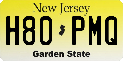 NJ license plate H80PMQ
