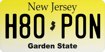 NJ license plate H80PON