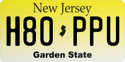 NJ license plate H80PPU