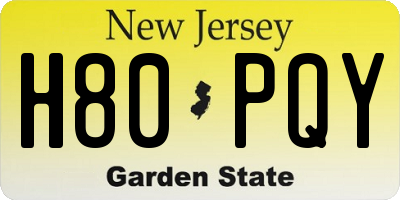 NJ license plate H80PQY