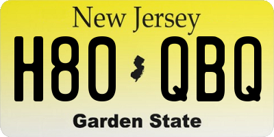 NJ license plate H80QBQ