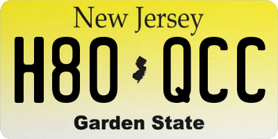 NJ license plate H80QCC