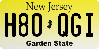 NJ license plate H80QGI