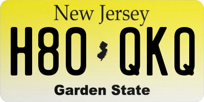 NJ license plate H80QKQ