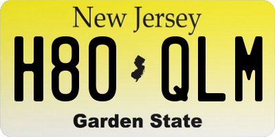 NJ license plate H80QLM