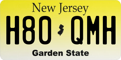 NJ license plate H80QMH