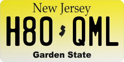 NJ license plate H80QML