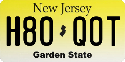 NJ license plate H80QOT
