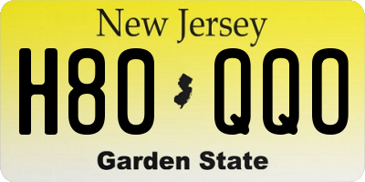 NJ license plate H80QQO