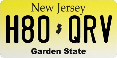 NJ license plate H80QRV