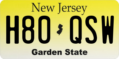 NJ license plate H80QSW