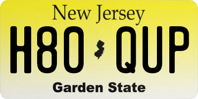 NJ license plate H80QUP