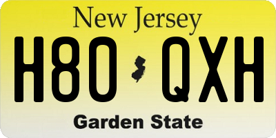 NJ license plate H80QXH
