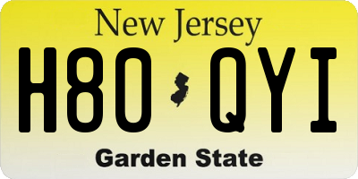 NJ license plate H80QYI