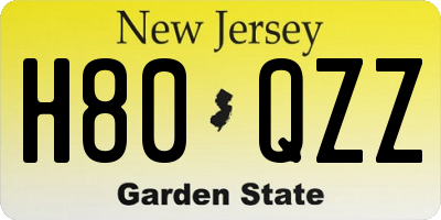 NJ license plate H80QZZ