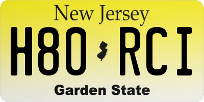 NJ license plate H80RCI