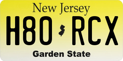 NJ license plate H80RCX