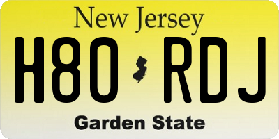 NJ license plate H80RDJ