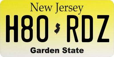 NJ license plate H80RDZ