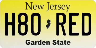 NJ license plate H80RED