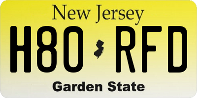 NJ license plate H80RFD