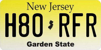 NJ license plate H80RFR